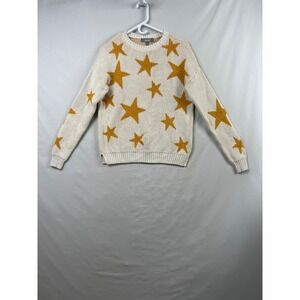 Marled Reunited Clothing Sweater Womens Medium Cream Gold Star Knit Pullover